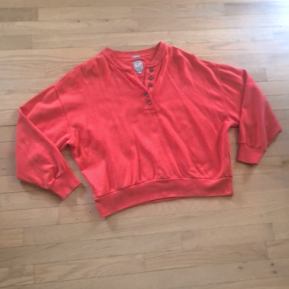 Salmon Gap Button Henley Sweatshirt